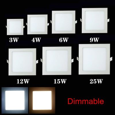 Dimmable Led Downlight 3W 4W 6W 9W 12W 15W 25W Square LED Spot Light AC85 ~ 265V โคมไฟเพดานในร่มโคมดาวน์ไลท์