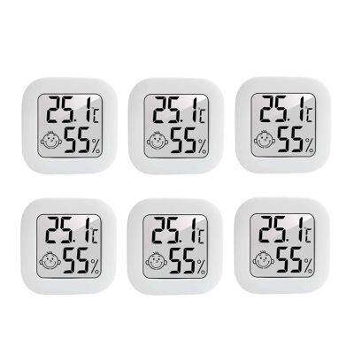 6Pcs Mini Digital Hygrometer Indoor Humidity Gauge Meter LCD Display Temperature Sensor Gauge with Switch