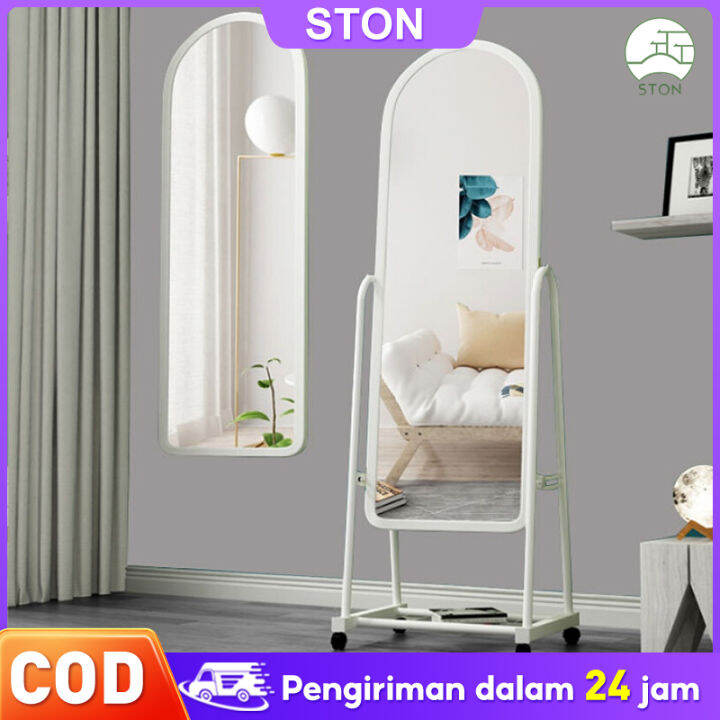 BM Standing Mirror Oval Cermin Berdiri Full Body Dengan Roda 160 X 50