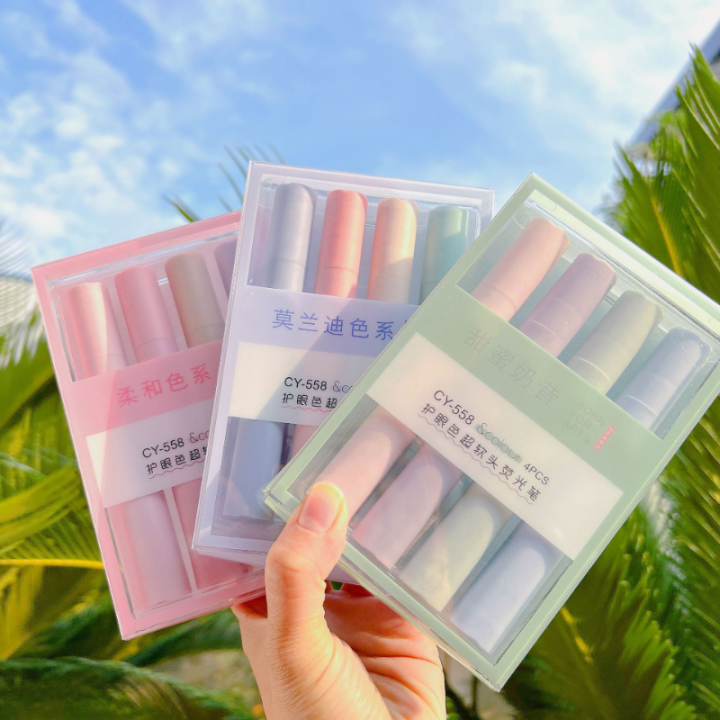 4pcs-pastel-highlighter-ปากกา-marker-ชุดความงามเครื่องเขียน-highlighters-kawaii-ปากกาสีเครื่องหมาย-kawaiii-อุปกรณ์น่ารักเด็ก-yrrey