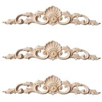 New 3Pcs Rubber Wood Carved Corner Onlay Applique Furniture Home Decor(30 x 7cm)