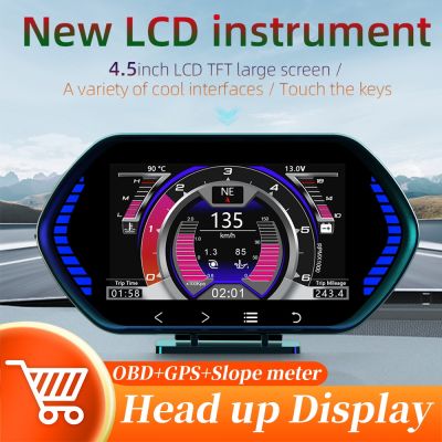 Touch Screen NEW F12 Head Up Display OBD2 GPS Slope Meter Windshield Car Speedometer Water Temp HUD On-board Computer