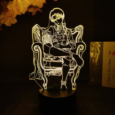 Attack on Titan LED Anime Lamp Novelty Manga Figurines Nightlight 3D RGB Sensor Lamp Mikasa Hange Shingeki no Kyojin Levi King