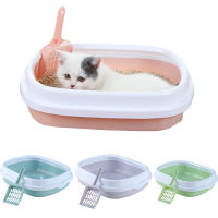 สัตว์เลี้ยงห้องน้ำ Bedpan ป้องกันสาดแมวครอกกล่องแมวถาดที่มีตักลูกแมวสุนัขสะอาด Toilette บ้านพลาสติกกล่องทรายแมวอุปกรณ์