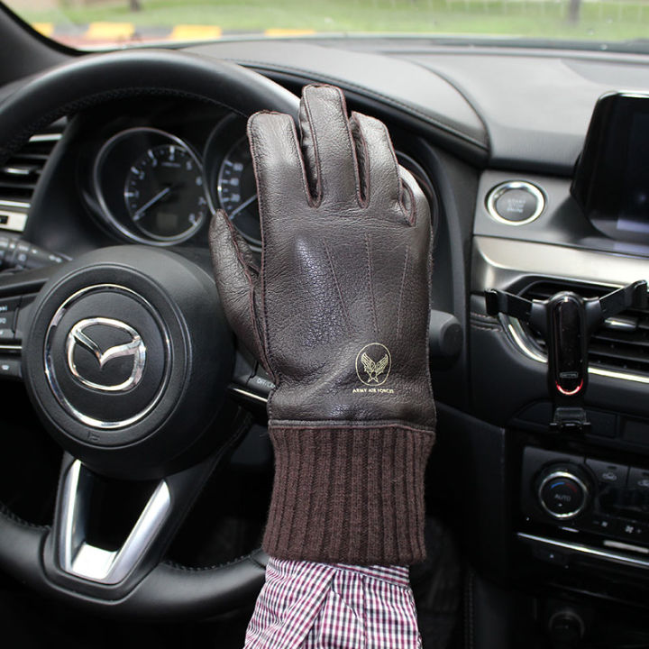 motorcycle-riding-touch-screen-deerskin-gloves-mens-wool-lining-threaded-sleeves-winter-warm-car-driving-leather-finger-gloves