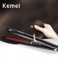 เครื่องยืด Kemei ทรงผมเหล็กหนีบผมเรียบที่หนีบผมอินฟราเรดดิจิตอล45D เครื่องยืดผมไอออนร้อนเร็ว