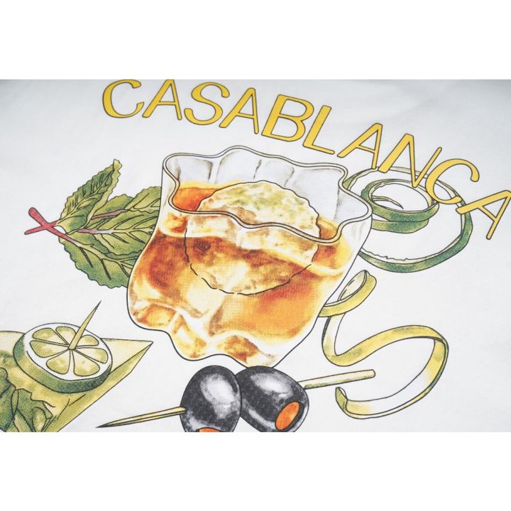 พร้อมส่ง-casablanca-เสื้อยืดแขนสั้น-ผ้าฝ้าย-พิมพ์ลายตัวอักษรแก้วไวน์-สีขาว-แฟชั่นคู่รัก-สําหรับทุกเพศ-s-5xl