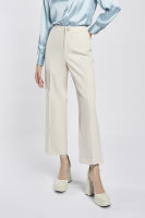 ESPADA กางเกงทรงตรงแต่งกระดุมไข่มุก ผู้หญิง สีเบจ | Straight Leg Trousers with Pearl Buttons | 4714