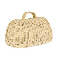 Handwoven Rattan Bread Basket Food Fruit Vegetables Serving Baskets with Cover