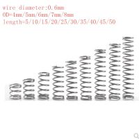 20pcs/lot 0.6mm Stainless Steel Micro Small Compression spring OD 4mm/5mm/6mm/7mm/8/10mm length 10mm to 50mm