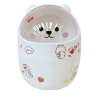 Car Trash With Lid Mini Kawaii Cute Bear Trash Bin Car Storage Box Desktop Trash Can Girl Pen Holder Storage Bucket With Top