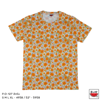 เสื้อแตงโม (SUIKA) - เสื้อยืดคอกลม โปเชียล พิมพ์ลายดอกไม้ ( P.O-127 )