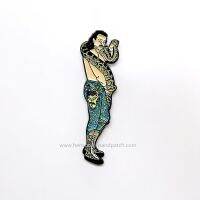 Customized Zinc alloy black metal soft enamel Indian man play snake badge Fashion Brooches Pins