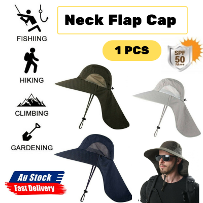 [hot]Unisex Summer UV Protection Fishing Cap Wide Brim Breathable Mesh Outdoor Fishing Climbing Hiking Sun Hat with Neck Flap