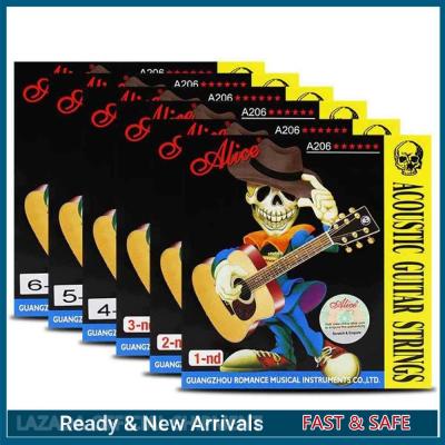 6 ชิ้น/เซ็ต Alice Acoustic Guitar Strings 1st/2nd/3rd/4th/5th/6th คุณภาพสูงกีตาร์อุปกรณ์เสริม Strings