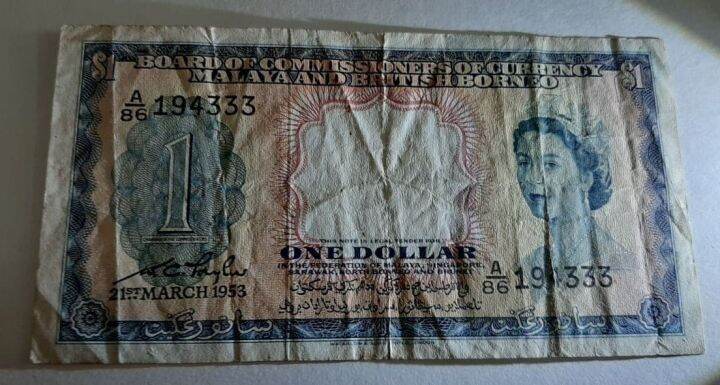 duit malaya malaysia old bank notes Malaya British Borneo 1953 1dollar ...