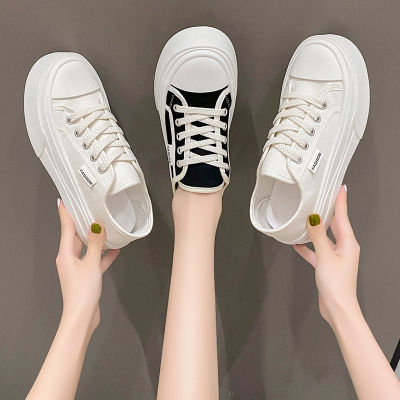 Thick soled fashionable casual canvas shoes for women in autumn 2023, new Korean version low cut and high rise casual sports student board shoes
