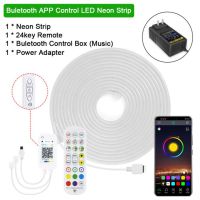 1M 2M 3M 4M 5M Tuya Neon Strip RGB LED Tape Flexible Rope Light Waterproof Dimmable Bluetooth Control Wall Room Decor Backlight