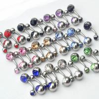 20pcs/lot 15G 1.4*10*5/8mm Titanium Crystal Stone Belly Button Rings Belly Bars Navel Piercing Body Jewelry Ombligo Nombril Cables Converters