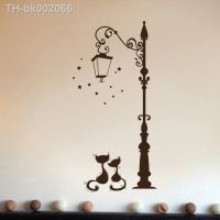 ☜♟ Cats Under The Street Light Wall Stickers Romantic Background For Home Decoration Mural Wallpaper Art Decals Love Cat Sticker