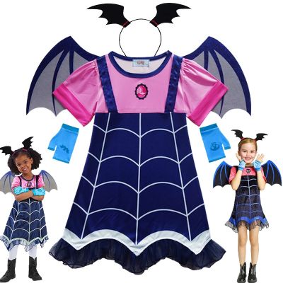 〖jeansame dress〗วันเด็ก Vampirina ชุดคอสเพลย์สาวเด็กเจ้าหญิงแต่งตัวเครื่องแต่งกายฮาโลวีนเครื่องแต่งกายงานรื่นเริงปาร์ตี้ปลอมตัวหน้ากากแวมไพร์