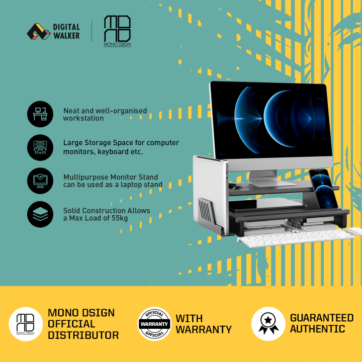 [Digital Walker] Mono Dsign Twin Deck Monitor Stand Black Lazada PH