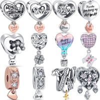 Original Style 925 Silver Best Friend Sister Mom Eternal Pavé Sparkling Heart DIY Beads Fit Pandora Charm Bracelet Women Jewelry