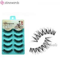 STINEWARDS 5 Pairs Fake False Long Cross Natural False Eyelashes Handmade Eye Lashes Extension Black