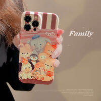 Apple น้ำมันเคสโทรศัพท์ iPhone 14/13/12/11/X/x/xr ลายสัตว์น่ารักช้างหมีกระต่ายแมวและสุนัขเพนกวิน14 Plus กรณีโทรศัพท์ฟิล์ม13 Pro สูงสุดเคสแข็งกันตก