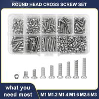 M1 M1.2 M1.4 M1.6 M2.5 M3 Screw 304 Stainless Steel Phillips Round Head Cross Metric Thread Machine Bolt Box Set Assortment Kit