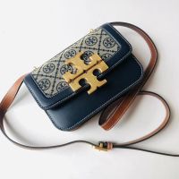 2023 new Tory Burch Eleanor Series Monogram Canvas Leather Shoulder Bag Crossbody Bag