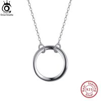 ORSA JEWELS 925 Sterling Silver Simple Round Pendant Necklace Circle Dangle Necklace 14K Gold Plated Jewelry Birthday Gift APN06