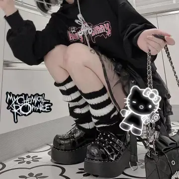 Gothic Women Girl Lolita Punk Cross Leg Warmer Socks Y2k Harajuku