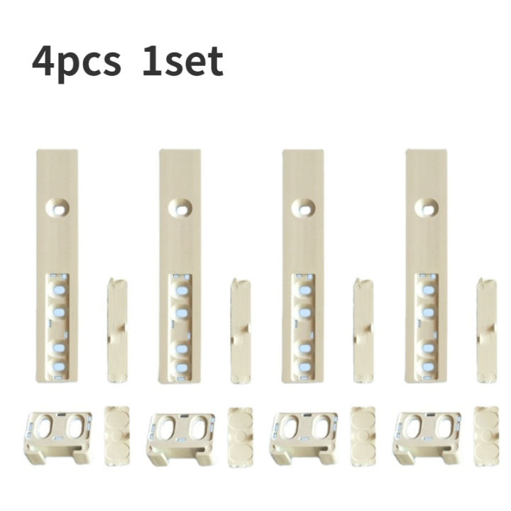 4ชิ้นตู้แช่แข็งประตูพลาสติกยึดสำหรับติดตั้งสไลด์ชุดสำหรับตู้เย็นแบบบูรณาการตู้เย็นประตูสไลด์คู่มือรถไฟเลื่อน