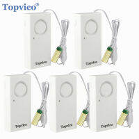 Topvico 5Pcs เครื่องตรวจจับการรั่วไหลของน้ำ Leak Alarm การตรวจจับน้ำท่วม120dB Alert Wireless Home Security System