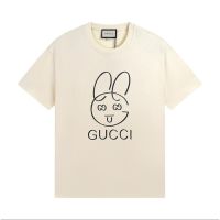 ? High quality Plus Size shirt New rabbit print Loose cotton casual short-sleeved round neck T-shirt Couple two-color optional