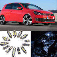 หลอดไฟไฟ LED ภายในรถสีขาว13ชิ้นชุดสำหรับ VW กอล์ฟ6 MK6 GTI 2010-2015