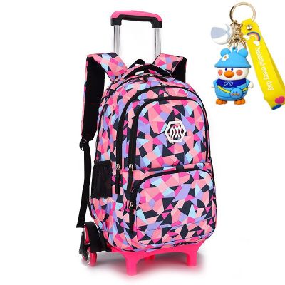 Waterproof Kids School Backpack With Wheel Removable Children School Bags For Girls Kids Trolley Student Detachable Backpacks