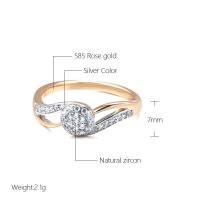 Kinel Luxury Bridal Wedding Ring Micro-wax Inlay Natural Zircon 585 Rose Gold With Silver Color Rings for Women Vintage Jewelry