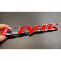 โลโก้ CIVIC โลหะ แดงขอบเงิน สำหรับติดรถ HONDA ปี 2006-2011