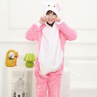 Pink Unicorn Kigurumi s Stitch Animal Onesies Women Men Couple Winter Tiger Pajamas Sets Sleepwear Flannel Pijamas