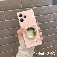 KOSLAM ชุดกระจกตรวจหูแมวแวววาวพร้อมเพชรเคสโทรศัพท์สำหรับ Redmi 12 5G 4G 12C Redmi Note A2 A1 12 4G 5G 12S 12S 12 Pro 5G 12 Pro 5G 12 Pro + 5G Note 11 4G 11คลังสินค้าพร้อมปลอกโทรศัพท์มือถือ TPU แบบนิ่มสไตล์ใหม่4G 5G 2023