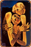 Ternura Oswaldo Guayasamin 1989โปสเตอร์โลหะป้ายดีบุกงานศิลปะพิมพ์ผนังตกแต่งศิลปะแนววินเทจโปสเตอร์ติดกำแพงสำหรับตกแต่งสำหรับโรงรถบ้านคลับกาแฟร้านบาร์บีคิวขนาด8X12นิ้ว