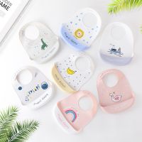 2022 Cute Baby Bibs Waterproof Silicone Bib Infant Toddler Feeding Saliva Towel Cartoon Adjustable Children Apron with Pocket Aprons