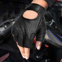 Motorcycle s Half Finger Genuine Leather Fingerless Summer Men Mitt Scooter Moto Mitten Electric Bike Racing Cycling2023