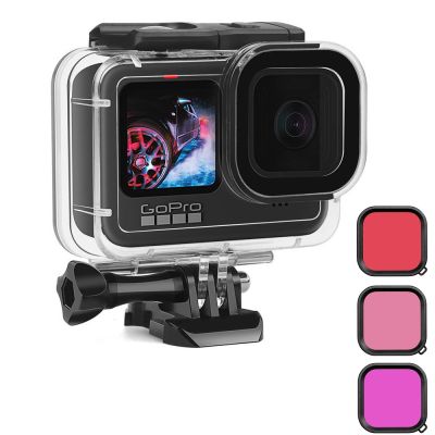 60M Waterproof Case for GoPro Hero 10 9 Black Protective Diving Underwater Housing Shell Cover Red Purple Color Filter go pro 10
