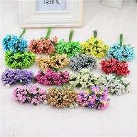 12/36/72/144Pcs Mini Stamen flower Artificial Flowers Craft Fake Flowers For Wedding Bouquet Party Scrapbooking Decor DIY Artificial Flowers  Plants