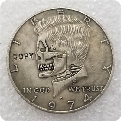 เหรียญนิกเกิ้ล Hobo Kennedy Coin_1974ครึ่งสำเนาดอลลาร์