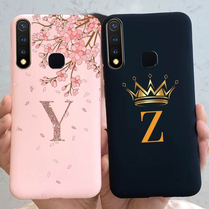 ผ้าหุ้มหลังทาสีอักษรมงกุฎดอกไม้สำหรับ-vivo-y19-1915เคสมือถือซิลิโคนนิ่มสำหรับ-vivoy19-y-19เคสใส่โทรศัพท์