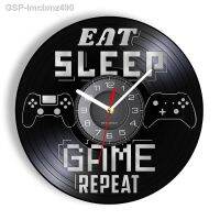 Lmcbmz490เกม Eat Sleep เกมเมอร์พูดซ้ำแผ่นเสียงนาฬิกาแขวนผนังเครื่องเล่นเกมสำหรับเด็กผู้ชายห้องเล่นเกมตกแต่งห้องเล่นเกมศิลปะหัตถกรรม